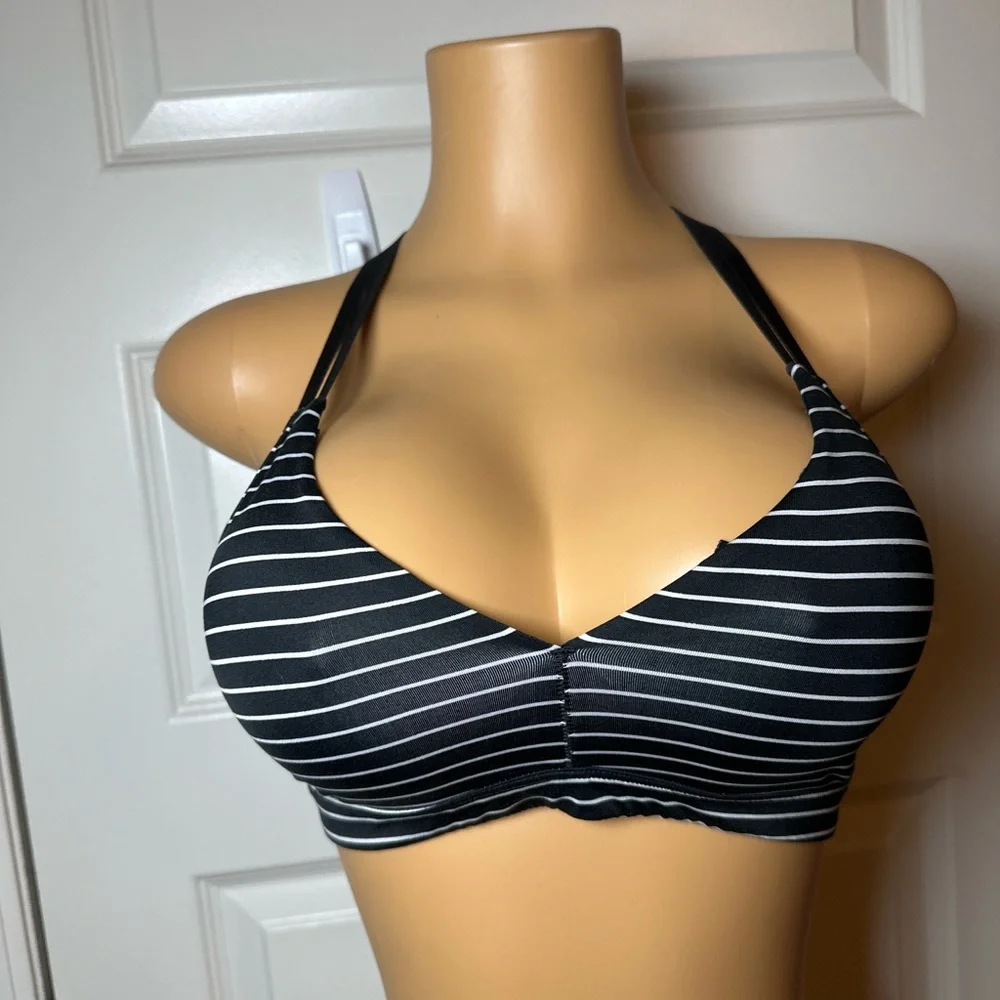 Victoria's Secret Black and White Striped Racerback Bra